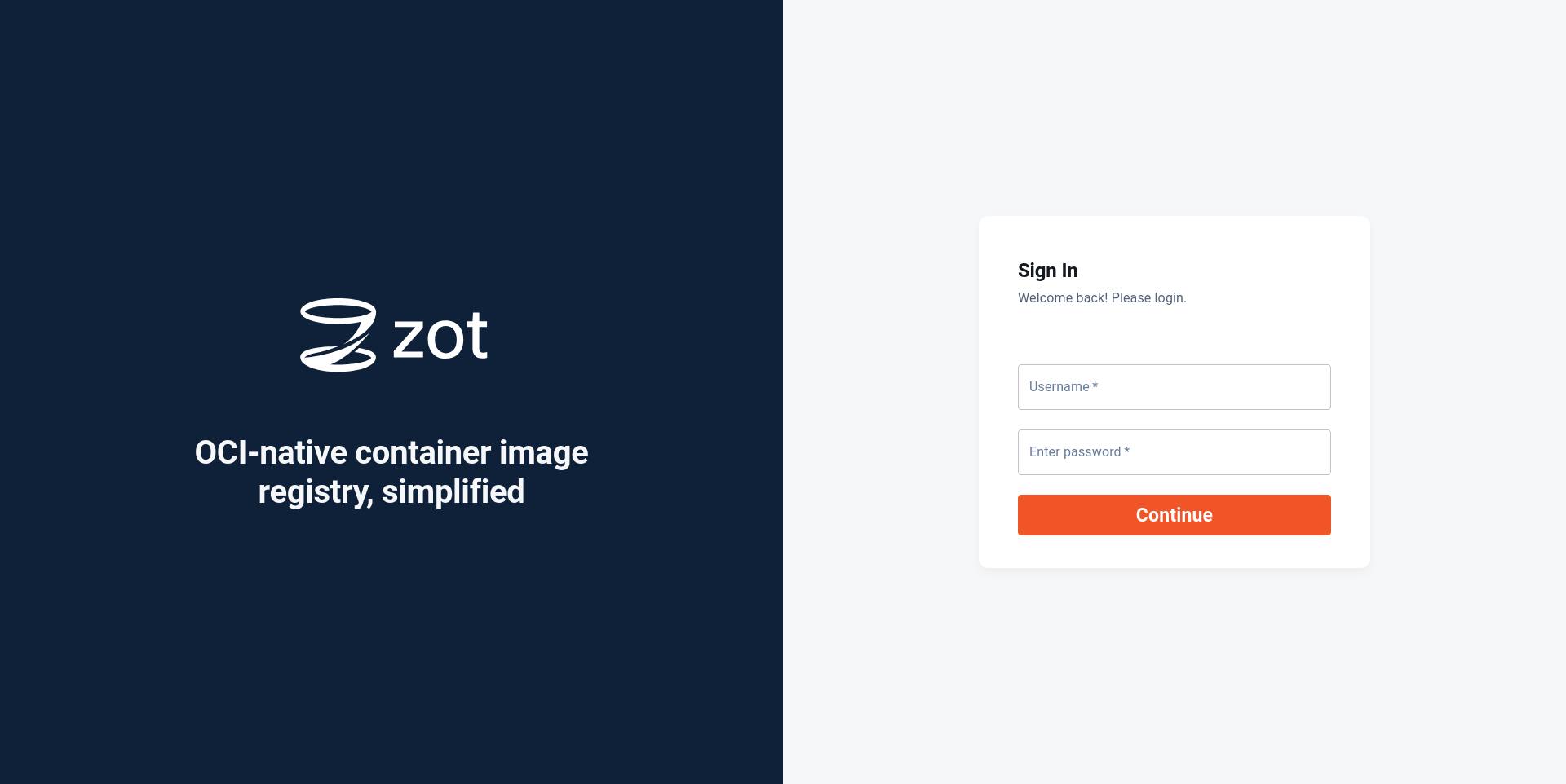 zot login page